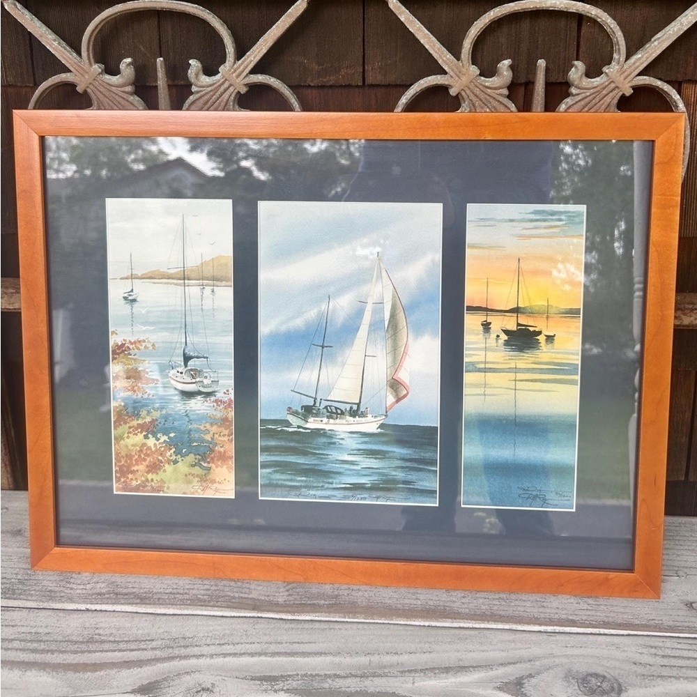 Framed Certified Sailboat Prints by California Artist, David R. Rogers. - Picture 1 of 9